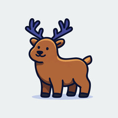 Adorable Christmas Deer Character Vector
