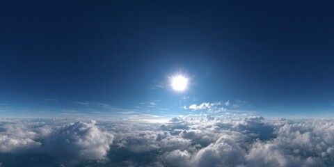 Obraz premium Sunlit clouds overhead hdr panorama nature's serenity aerial view