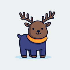 Winter Holiday Cute Reindeer Drawing