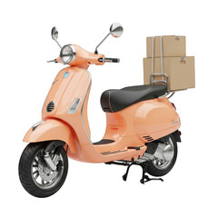 Stylish Peach Scooter with Delivery Boxes A Modern Transportation Solution for Urban Logistics and Express Courier Services Ideal for E-commerce and Food Delivery