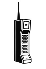 Vintage Mobile Phone Icon Vector - Classic Technology and Communication Symbol