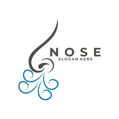 Nose inhales air logo design vector. creative nose inhales line art logo