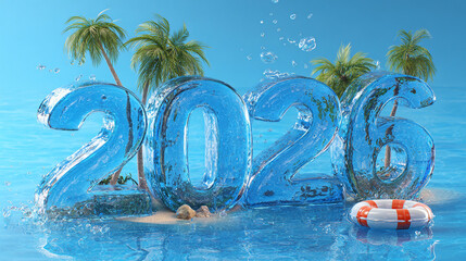 Illustration of the number "2026." New Year's concept. Numbers on an unusual background.