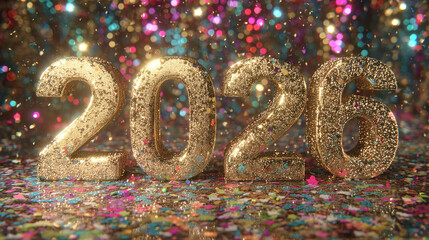 Illustration of the number "2026." New Year's concept. Numbers on an unusual background.