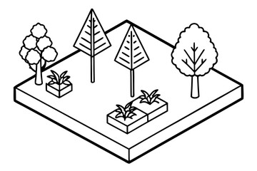 isometric flat vector trees and plant 