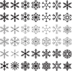 vector set of white snowflakes isolated on white background. abstract snowflake drawing collection for christmas and winter illustrations