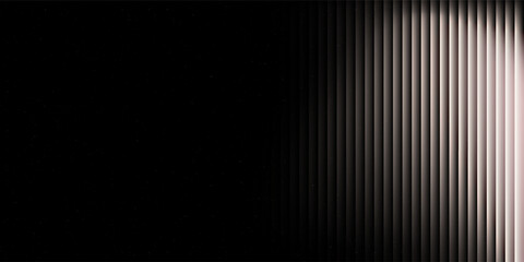 Reeded glass trendy modern geometric background with blur monochrome warm gradient in black and white. Ribbed vertical stripes futuristic vector illustration