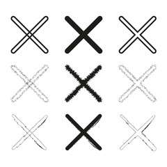 Abstract cross symbol. Geometric reject icon. Cancel sign Vector. Graphic element set.