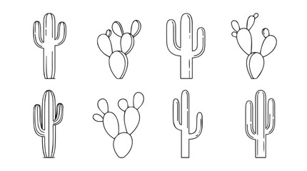 Set of diverse cactus silhouettes for desert and southwestern design elements silhouette