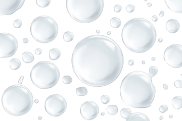 Abstract pattern of translucent white circles, resembling bubbles or droplets, on black background