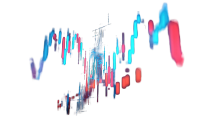 Abstract graphic design featuring vibrant, swirling, multicolored lines and shapes