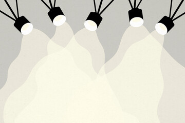 Spotlights illuminating an empty studio illustration with copy space