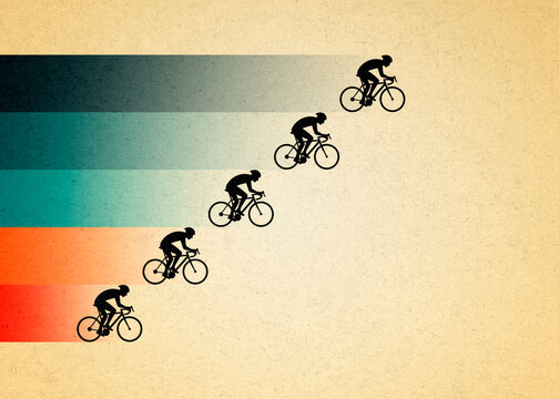 Cyclist illustration showing race competition and speed in progress