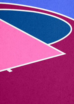 Abstract colorful illustration of empty basketball court with copy space