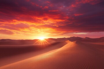 Golden sunset desert sand landscape