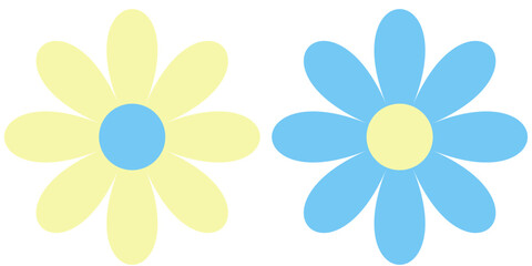Obraz premium A beautiful and vibrant floral set of colorful flowers with decorative leaves and a whimsical butterfly, perfect for a spring or summer design. ornament, flower, vector, decoration, flora, card, daisy