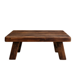 Rustic wooden bench isolated on transparent background