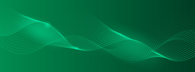 Abstract green wave background with smooth flowing curves clean minimal and modern digital design