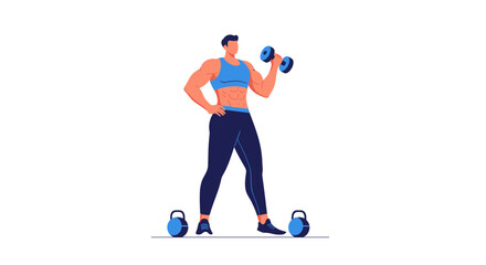 Fototapeta premium Athletic man lifting dumbbells during workout session.