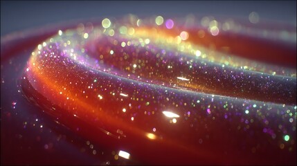 A Macro View of a Glittering Cosmic Swirl with Vibrant Bokeh and Warm Tones
