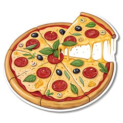 Delicious pizza sticker