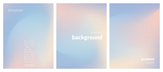 Abstract liquid background set. Gradient mesh. Effect bright color blend. Blurred fluid colorful mix. Modern design template for web covers, ad banners, posters, brochures, flyers. Vector image EPS
