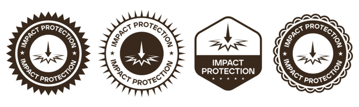 Impact protection badge vector design labels and safety stickers