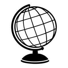 World globe in flat, line icon set. Globe Icon Set, World Map Symbol, Earth Planet Design, Global Network and International Concept.