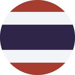 National Flag of Thailand circle icon. Thailand round Flag. Thailand flag simple rounded sign.