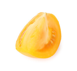 Piece of ripe yellow tomato isolated on white