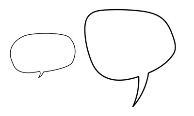 Two simple black outline speech bubbles, one oval and one with a tail.