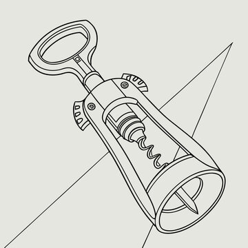 black and white corkscrew on gray background clip art preview
