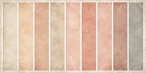 Fototapeta premium A vertical arrangement of ten weathered wooden planks in muted pastel colors with subtle textures and grain patterns