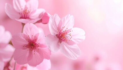 Delicate pink cherry blossoms in soft focus