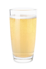 Tasty cider in glass isolated on white