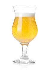 Tasty cider in glass isolated on white