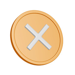 Obraz premium シンプルな黄色い丸のバツマークの3DCGアイコン