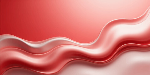 Abstract flowing red and pink lines create a dynamic wave pattern on a smooth silk backdrop
