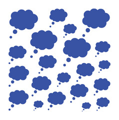 Fototapeta premium A Collection of Blue Thought Bubbles on a White Background