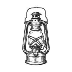Kerosene lamp with vintage detailed retro engraving design vector illustration