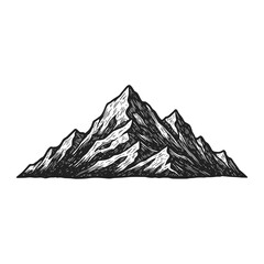 Mountain range in detailed retro engraving etching style vector illustration