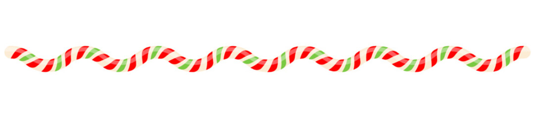 Obraz premium Striped candy cane line. Christmas sweet decoration. Vector illustration isolated on white.