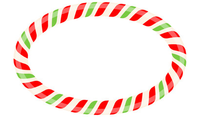 Obraz premium Oval candy frame. Striped candy shape Christmas decoration. Vector illustration isolated on white.