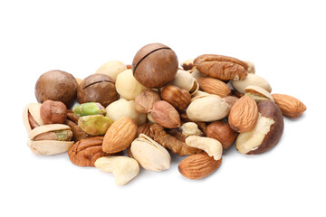 Mix of different nuts isolated on white