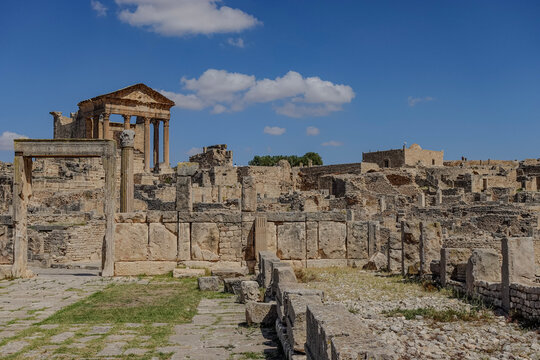 ruins of the ancient city of thugga in douga tunisia
