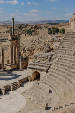 ruins of the roman amphitheater in douga north africa