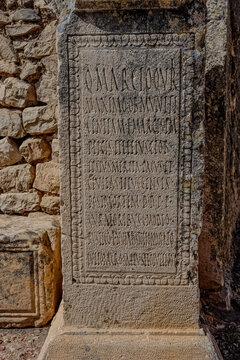 latin inscription in roman ruins tunisia