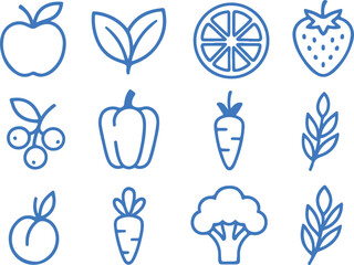 Outline set of icons of vegetables