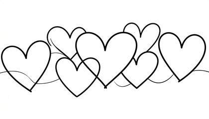 Black and white hearts on a horizontal banner