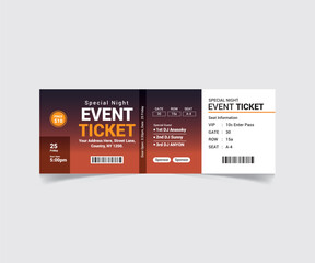 Dark Color Event Ticket Template Design with vector file